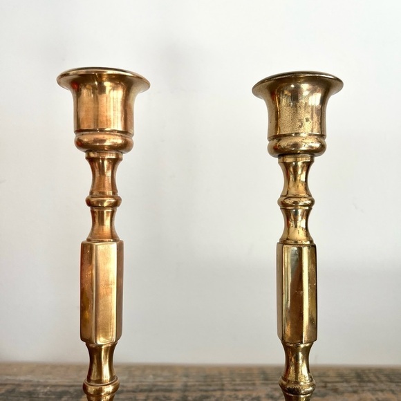 Solid brass candlesticks set of 2 - Picture 4 of 6